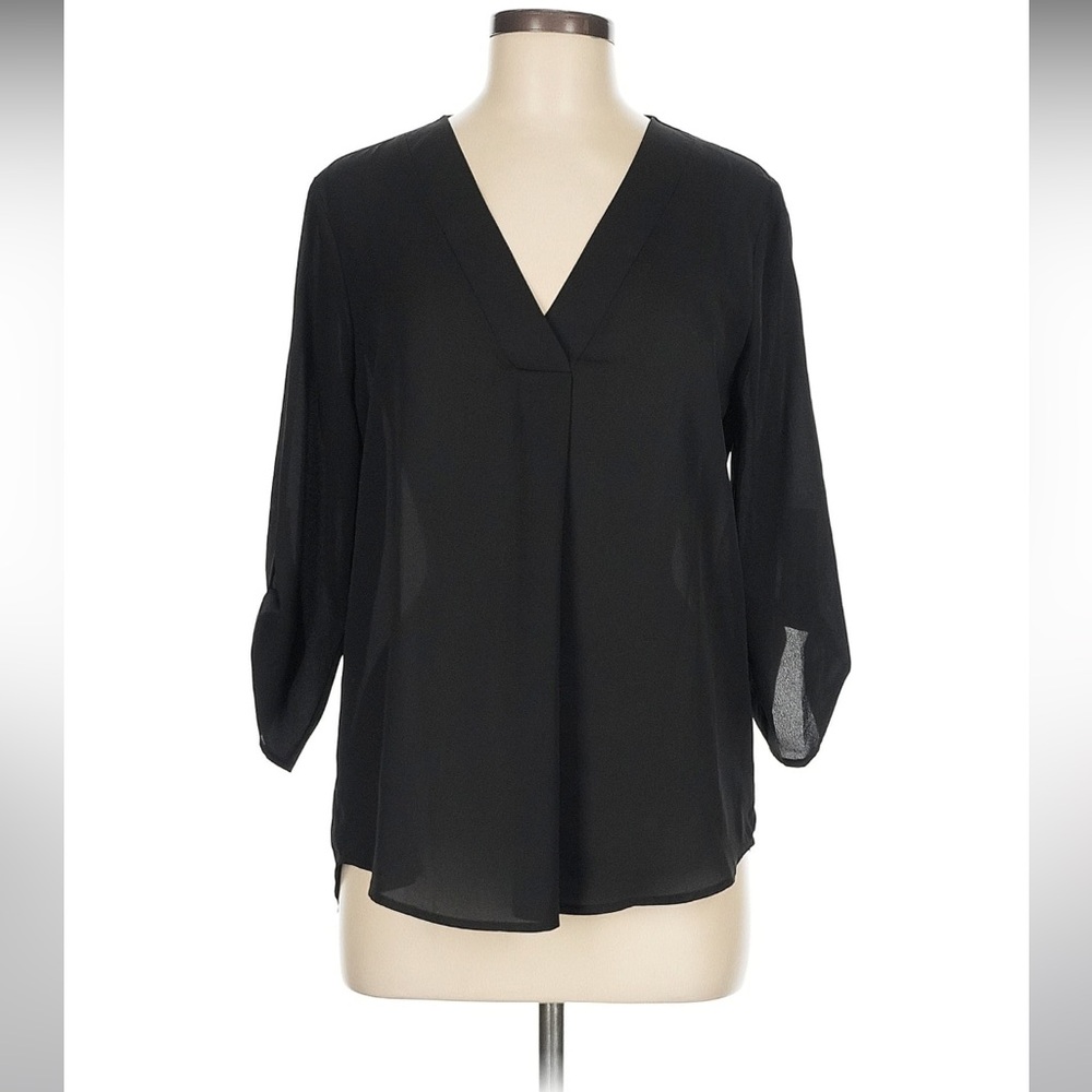 Lush Elegant Black V-Neck Blouse